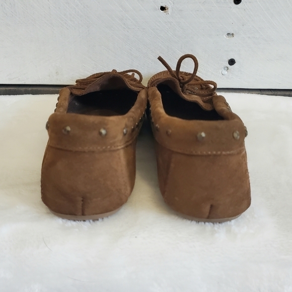 MINNETONKA Brown Soft Suede Leather Upper Slip On Moccasin Shoe Size 7.5 - Picture 9 of 14